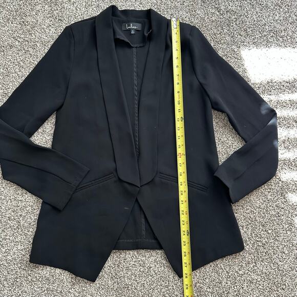 Lulu's Miss Punctuality black lightweight open-front blazer size M - Picture 7 of 9